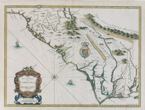 John Speed map of 1676 Carolina