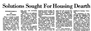 Housing article with the heading, "Solutions Sought For Housing Dearth"