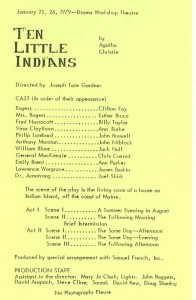 Program for Ten Little Indians 1979