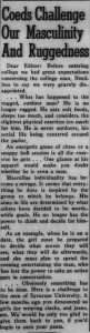 Leap year editorial from the davidsonian with a heading of, "Coeds Challenge Our Masculinity And Ruggedness"