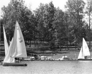 Lake Campus and a dock with some sailboats