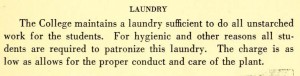 Laundry description from 1921 college bulletin