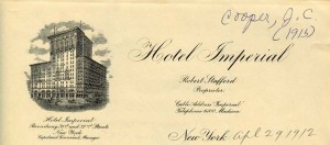 Letterhead from Hotel Imperial 1912