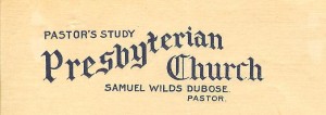 Letterhead from correspondence of President Henry Louis Smith, from a church in Toccoa, Georgia, 1911