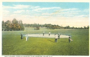 Postcard from Ratchford scrapbook of Forsyth County Club golf course, c 1926