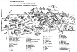 1976-77 map with directions for prospetive students to visit the Union for general information and Room 106 in Chambers for Admission,