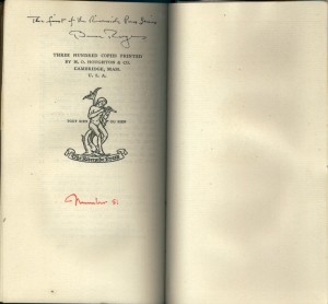 Sonnets and Madrigals 1900 - Inscription page