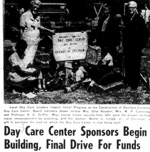 Photograph and headline from the May 29, 1969 Mecklenburg Gazette, "Day Care Center Sponsors Begin Building, Final Drive For Funds"