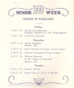 order of exercises for Senior Week