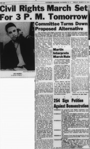 Davidsonian, March 13, 1964 with the headline, "Civil Rights March Set For 3 P.M. Tomorrow"