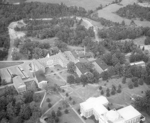 aerial view of campus circa 1958