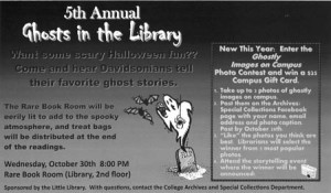 Flyer for the 5th annual Ghosts in the Library