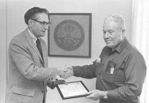 Oscar Gant with college president Sam Spencer