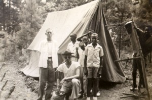 Ken Norton camping with with his Boy Scout troop