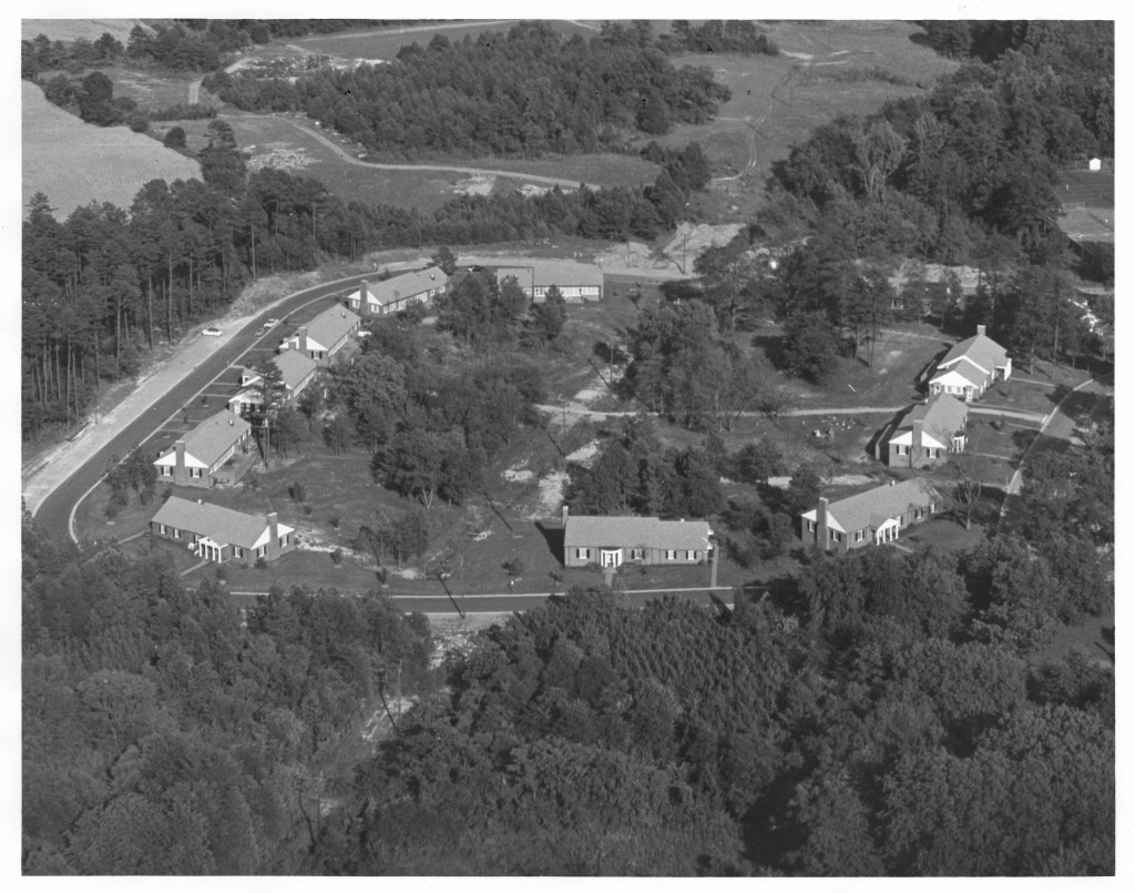 ariel view of Patterson Court, circa 1960s