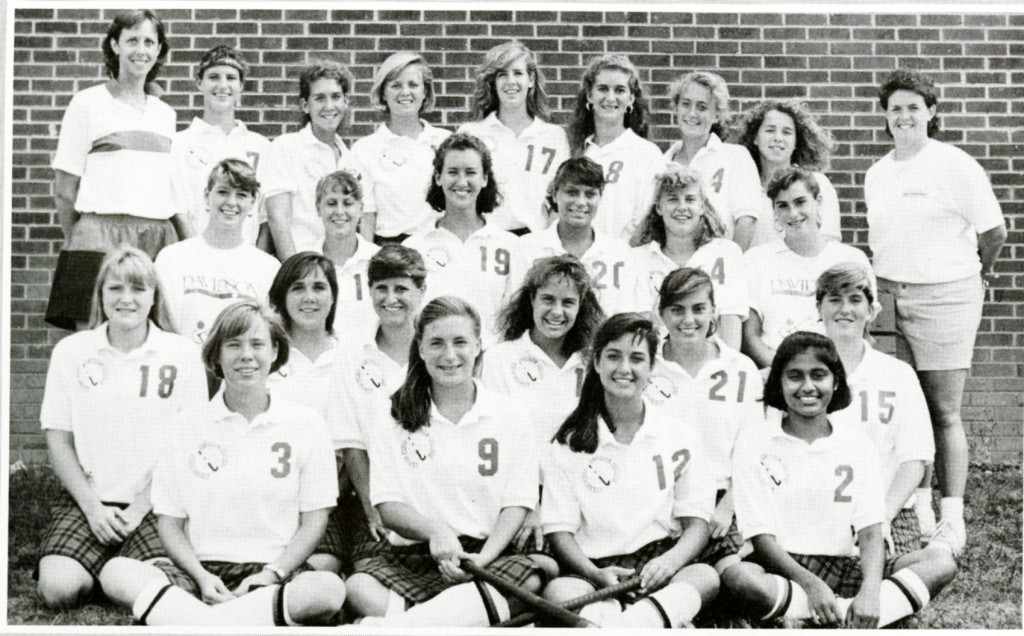 Team photograph of the 1990 field hockey team, the first in the run of 6 championships