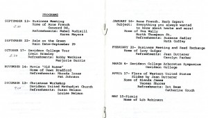 Garden Club Program list for 1984-85