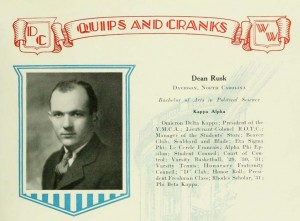 Dean Rusk's senior yearbook entry