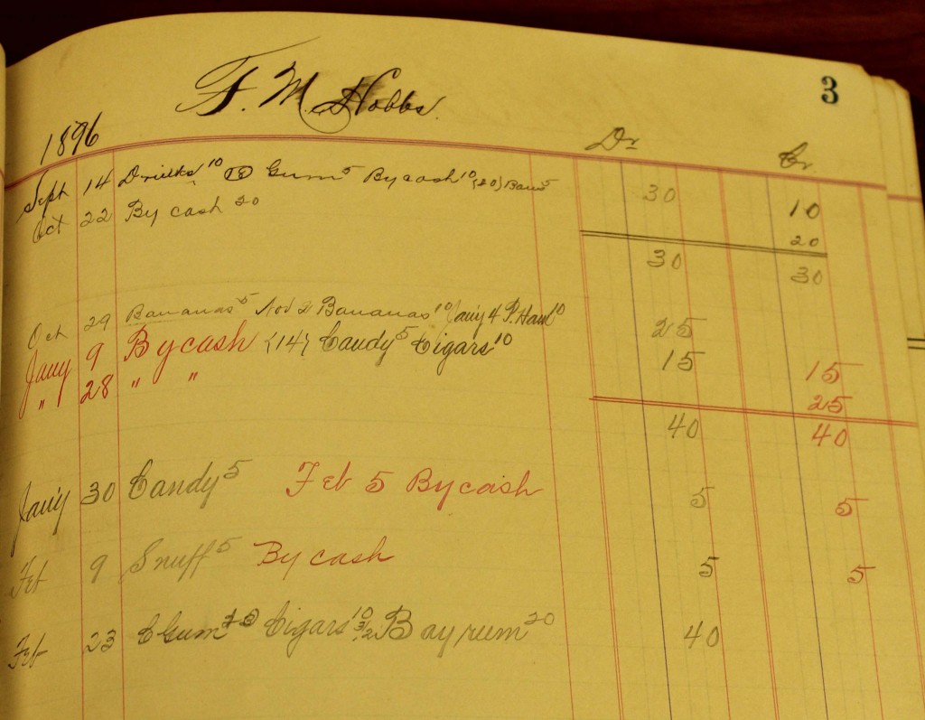 F.M. Hobbs' account ledger for 1897.