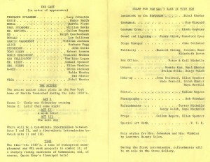 Cast and production staff list, 1971