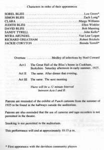 Cast list for Hay Fever