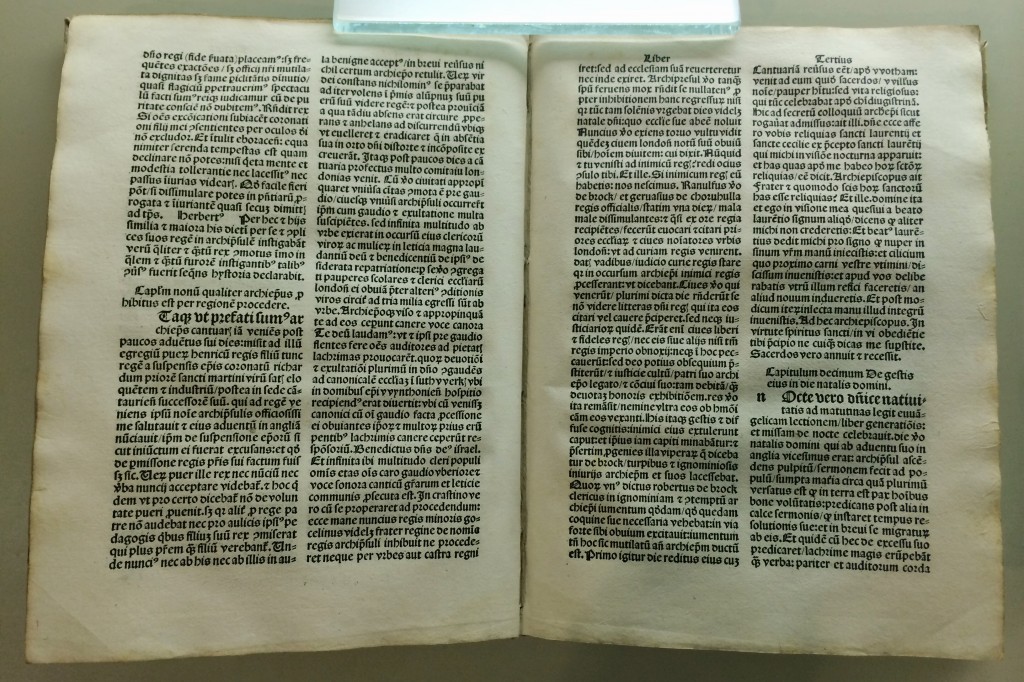 Life of St. Thomas a Becket, printed in Paris in 1495, and one of only six known copies in the world.