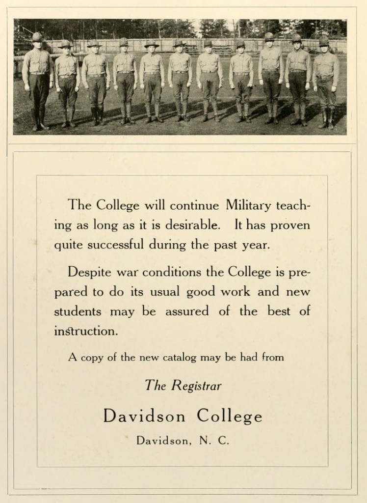 Page from the 1918 Quips and Cranks featuring a picture of Military students 