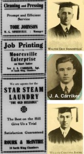 Laundry advertisements featuring three images of, Walter Gray SommerVille, J.A. Carriker, and William Carleton Rourk