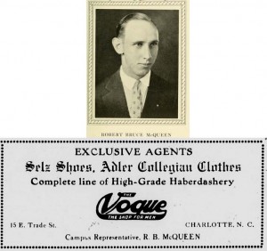 1927 advertisement for R. B. McQueen, sales agent for The Vogue