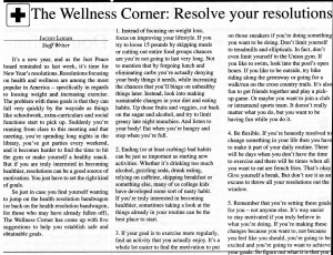 January 19, 2011 resolution advice article with the heading, "The Wellness Corner: Resolve your resolutions"