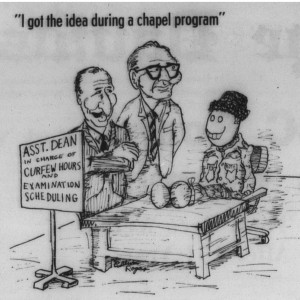 From 7 February 1969, mocking both exam season and student tricks to avoid chapel.