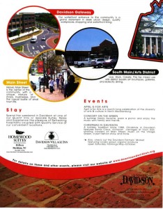 Town brochure moving beyond Main Street featuring Davidson Gateway, South Main/Arts District, and Main Street