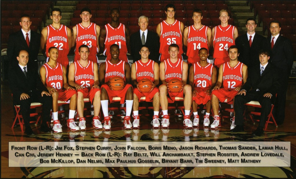 The men's basketball team photo for 2006 - 2007 - McKillop is in the center of the back row.