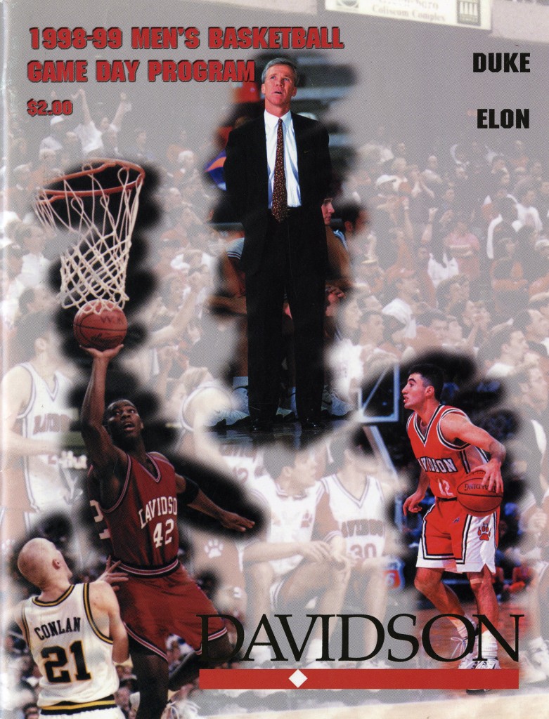 McKillop on the cover of the 1998 - 1999 men's basketball game day program.