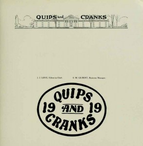 1919 Quips and Cranks logo in the final section of the 1920 yearbook.