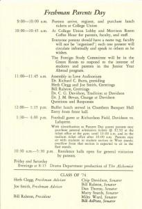 1970 Parents Day schedule