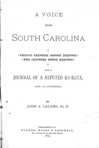 Title page for Voice from South Carolina by John A. Leland, PH.D.