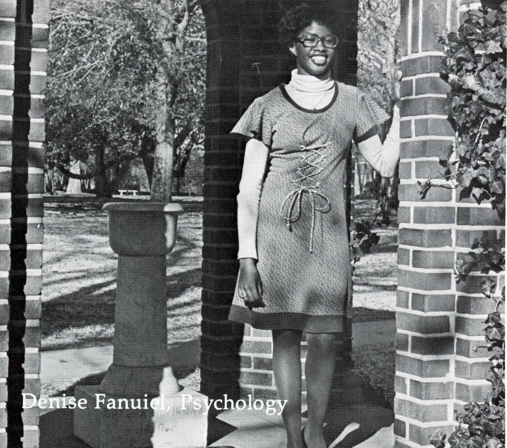 Denise Fanuiel's senior portrait in Quips and Cranks, 1977.