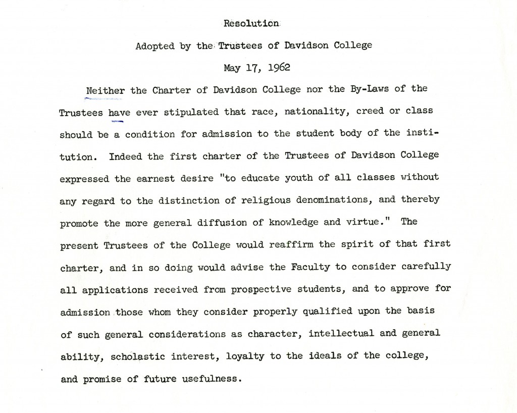 May 17, 1962 Trustees statement