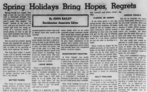 April 8, 1966 editorial, "Spring Holidays Bring Hopes, Regrets"