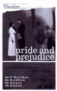 Playbill for fall 2010 production of pride and prejudice