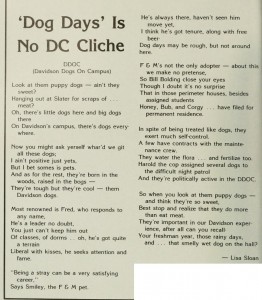 1981 yearbook page with a poem titled, "'Dog Days' Is No DC Cliche"