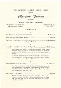 Front of Truman's concert program