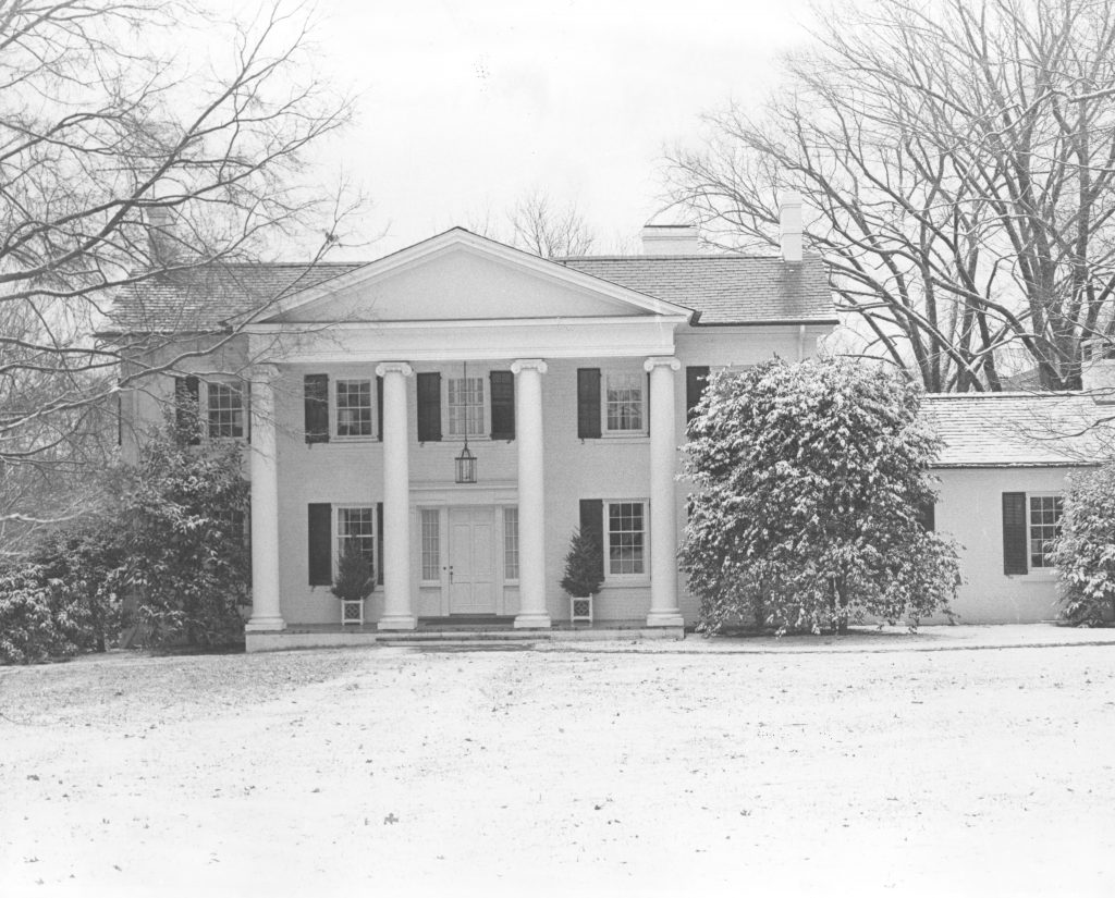 The Presidents House looks picturesque in the snow.