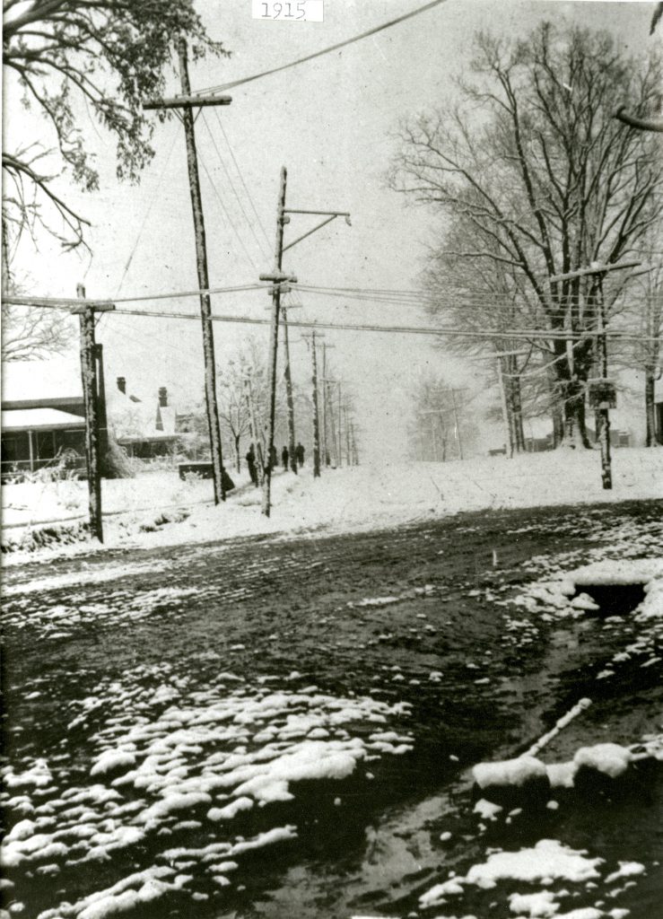 Snowy Main Street in Davidson, March 1915.