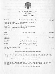 Vespers program 17 March 1946