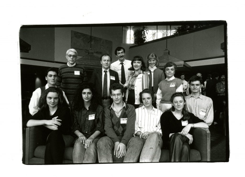 Rusk Scholars in 1986, pictured with their host families, including Bill and Ellen Giduz. Ellen is currently the manager of the Davidson and Cornelius branches of the Charlotte Mecklenburg Library, and previously worked at Davidson College as a librarian, visiting lecturer, and adjunct professor.