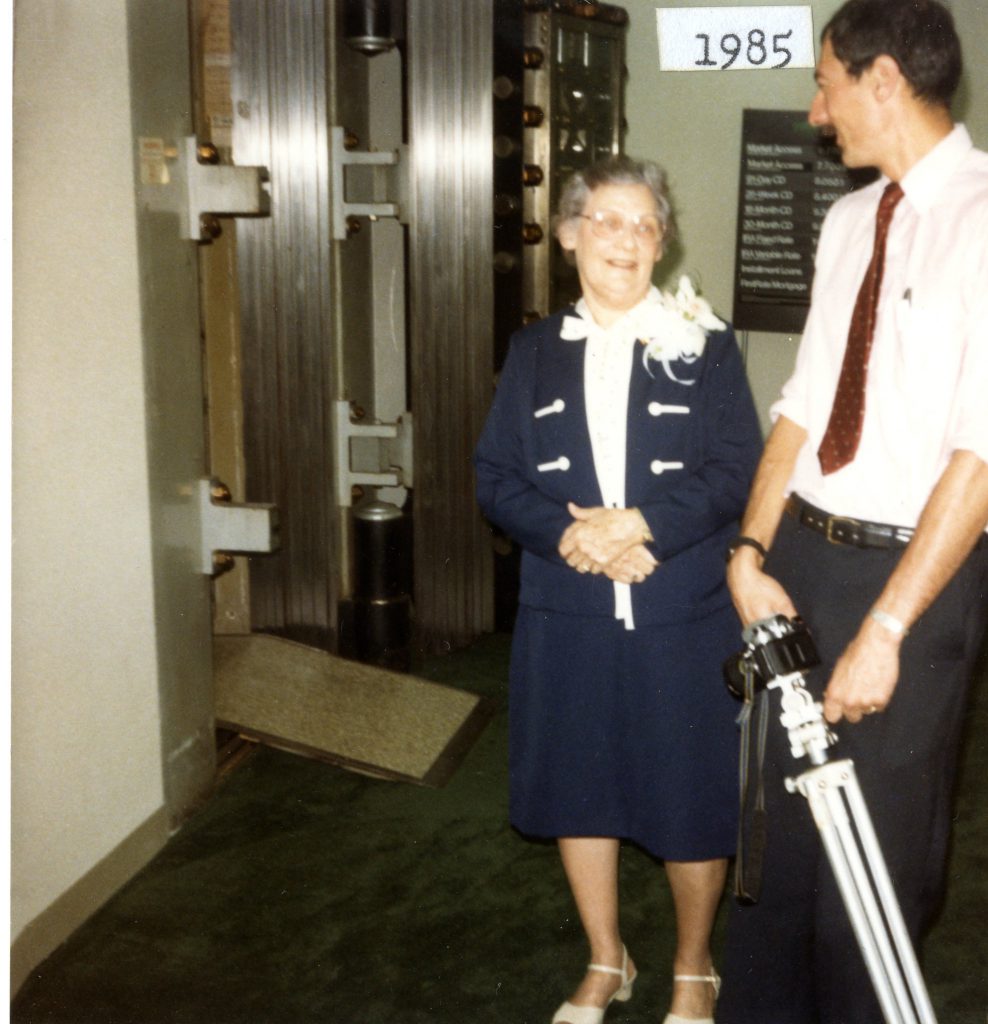 Bill with Eugenia Deaton, then Vice President of First Union National Bank in Davidson, on the occasion of her birthday and retirement in 1985.