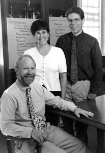 Past AAG Officers, William Brown seated, Meg Kimmel and Carl Sorrenson standing, ca. 1996-2001