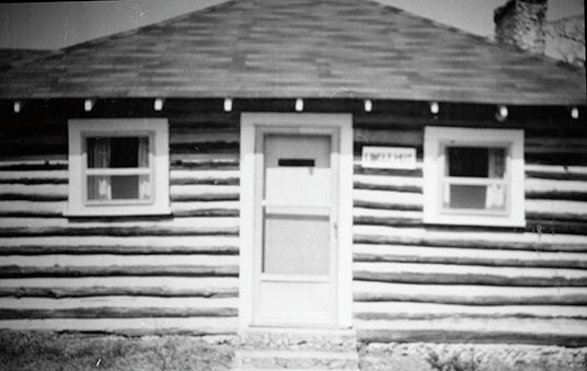 Black and white image of the front of the Mill Chapel, now known as the Lingle Hut.